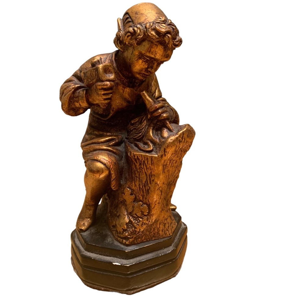 Vintage Austin Production Sculpture/Statue - Classical Boy Sculpting With Chisel